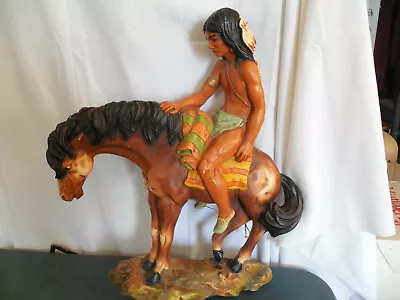 Universal Statuary Corp Indiana Brave On Horse Wall Plaque #717 1961 Rare! • $156