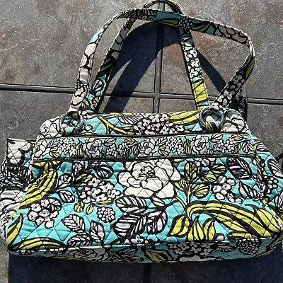 Vera Bradley Island Blooms Purse Shoulder Bag Blue Green White Floral Whitney • $23