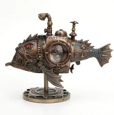 Cold Cast Bronze Steampunk Submarine Melanocetus Unus Fantasy Figurine Décor • $85.05