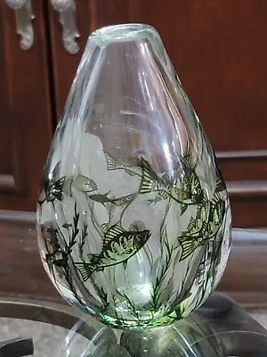 Vintage Orrefors Edward Edvard Hald Graal 3d Fish Vase/paperweight 7  Glass Art • $750