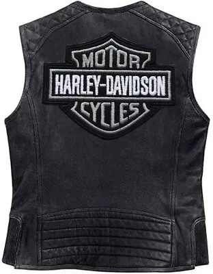 Harley Davidson Men's Genuine Leather Black Biker Vest Leather Jacket Moto Café • $43.69