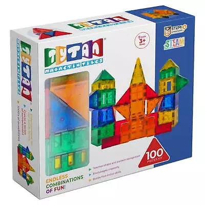 Tiles Magnetic Toy Tiles 100 Pieces STEM Certified | Ages Children To Adult • $34.97