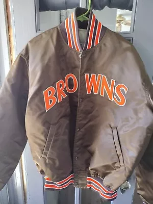 Vintage Cleveland Browns NFL Pro Line Starter Brown Satin Jacket Mens XL • $125