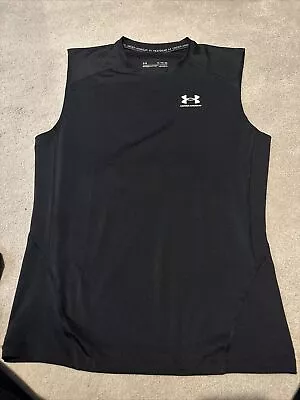 Under Armour Mens HeatGear Armour Sleeveless Compression Top - Black XL • £15