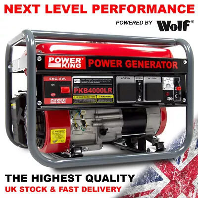 Petrol Generator PowerKing Portable PKB4000LR 2800w 3.5KVA Quiet Camping Power • £269.94