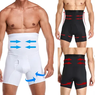 Men's Compression High Waist Boxer Shorts Tummy Control Girdle Pants Body Shaper • $25.99