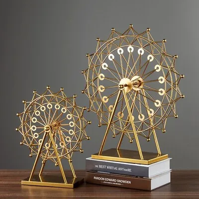 Spinning Ferris Wheel Statue Rotatable London Eye Showpiece Gold Ornament Hom... • £55