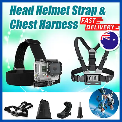 Head Helmet Strap Chest Harness Mount GoPro 9 8 7 6 5 Go Pro Accessorises Chesty • $23.95