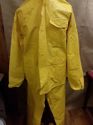 Vintage Dry Wear Sz L Rain Suit Jacket/pants Yellow Safety Rubber Suit • $22