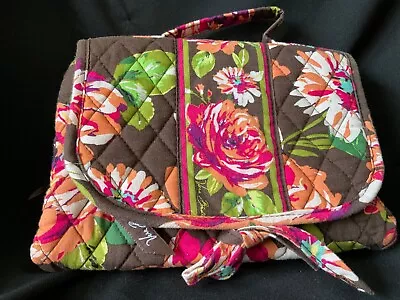 Vera Bradley Small Cosmetic Accessories Bag 3 Zip Pockets Brown Pink Floral • $6.50