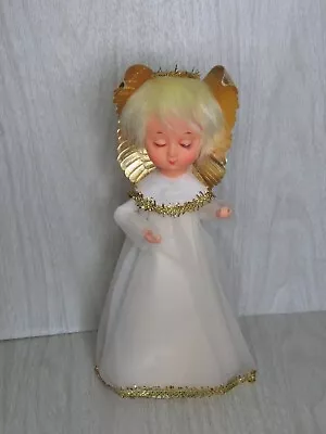 VTG Christmas Angel Tree Topper White Gold Eyes Close Made In Japan 10  READ • $19.99