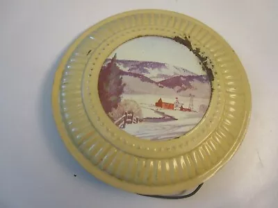 Vintage Stove Fireplace Chimney Tin Flu Cover Metal 8  Winter Farm Scene Round • $9.90