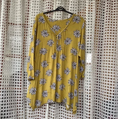 £4.99 • Buy Ladies Longline Top Size 22/24 , Mustard Flower Viscose Stretch Perfect Cond. 