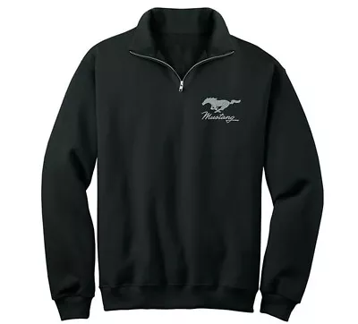 Ford Mustang Performance Fleece Black 1/4 Zipper Outerwear - Embroidered & Warm! • $84.29