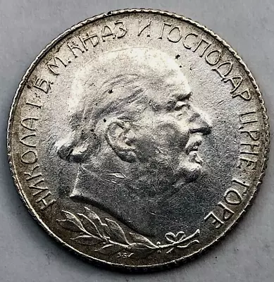 Montenegro 1909 1 Perper Silver Last King Nicholas I UNC Coin High Grade ! • $178.88