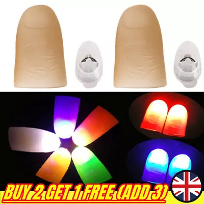 £3.07 • Buy 2PCS Magic Light Up Thumbs Fingers RED/BLUE/GREEN Flashing Trick Appearing Light