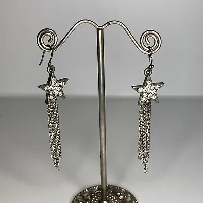 $42.76 • Buy BEN AMUN Earrings Star Dangle Tassle Silver Tone