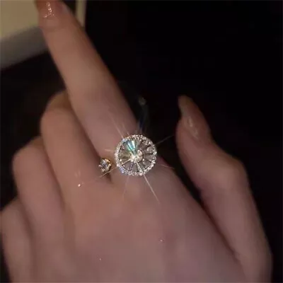 $4.39 • Buy Crystal Spinning Ring Rotating Fidget Anxiety Relief Open Rings Adjustable Gift