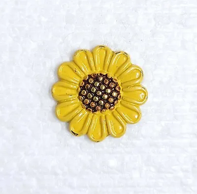 JHB Metal Sunflower Button 18mm Shank Novelty Yellow Garden Flower Sewing Crafts • £1.40
