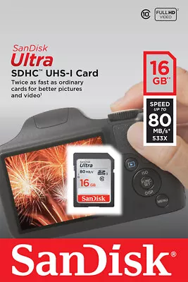 £9.50 • Buy 16GB SD SanDisk Ultra Memory Card For Canon Powershot A810 Digital Camera
