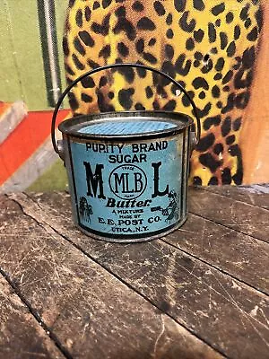 Vintage C. 1910 Mlb Butter Tin Can Sign General Store Decor Maid Utica New York • $89.99