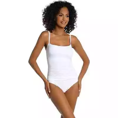 NWT La Blanca Island Goddess One Piece Swimsuit Women's Size 10 Rouched White • $48