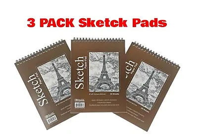 3 Pk Sketch Book Paper Pad 50 Sheet 6 X8  Drawing Sketchbook Art Supply Notebook • $11.15