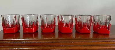 Makers Mark Bourbon 8oz Rocks Red Wax Dip Whiskey Glasses Set Of 6 Barware • $42.50