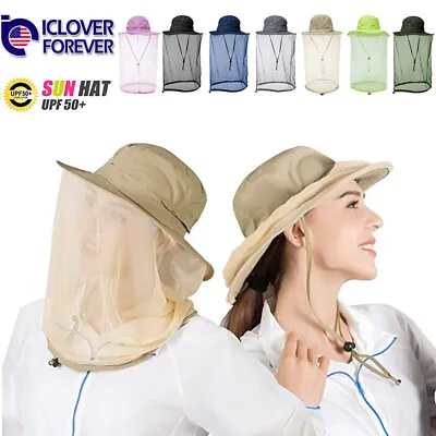 Mosquito Head Net Hat Outdoor Bee Bug Mesh Protection Sun Cap For Hiking Fishing • $12.99