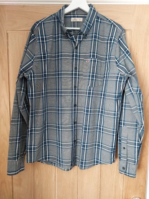 £10 • Buy Mens Hollister Checked Shirt Blue Black White Grey XL