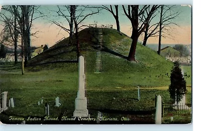 Postcard OH Marietta Famous Indian Mound Cemetery Grave Markers C1910's DB • $9.99