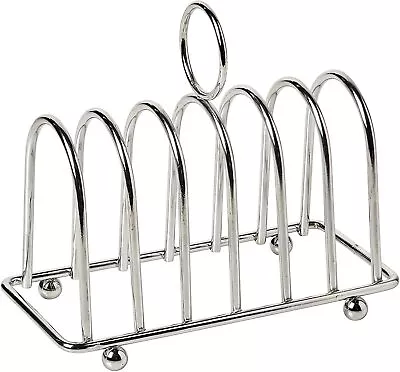 £5.19 • Buy Stainless Steel Toast Rack 19cm Organiser, Chrome 6 Slice Bread Holder Stand