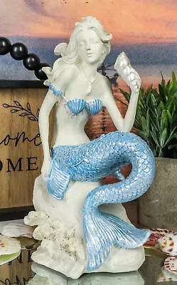 Ebros Ocean Goddess Pretty Mermaid With Blue Tail Holding Conch 8 Tall Figurine • $25.99