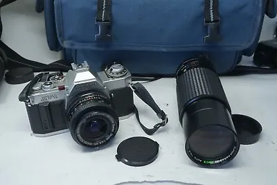 Vintage Canon AV-1 SLR FILM CAMERA WITH 28mm & 75-300mm Lenses • £116.99