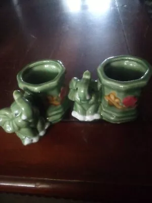 Vtg. Majolica Elephant / Flower Succulent Planter • $19.99