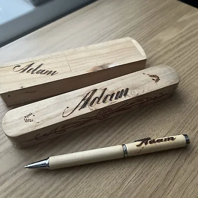 £10.25 • Buy Adam Personalised Engraved Wooden Blue Ballpoint Pen  With Cases Gift