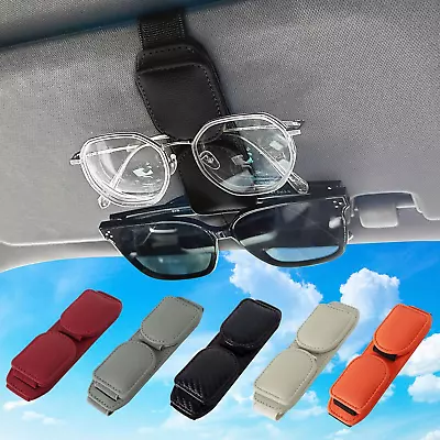 Sunglass Holder For Car Visor Magnetic Leather Eyeglass Hanger Clip For Car Sq • $19.99