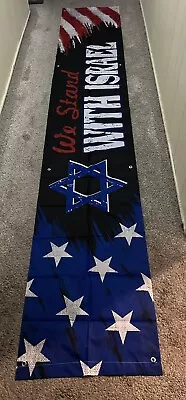 Large Outdoor USA Banner With Ribbon 96”X 20” We Stand With Israel • $8