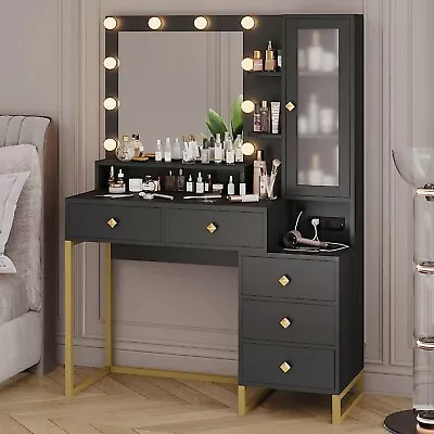 Modern Makeup Vanity With Lights And Charging Station Large Vanity Table • $199.97