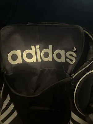 Adidas Backpack 3 Stripe Navy  White Basketball Soccer BookBag  VTG Large Pocket • $6