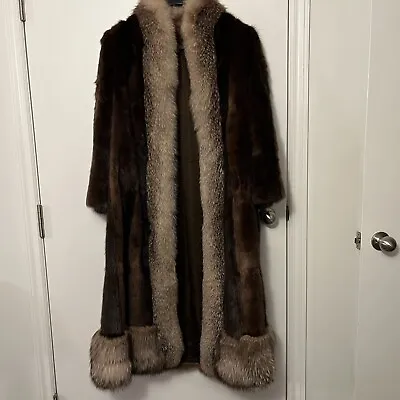 Stunning Vintage Full Length Mink With Fox Trim - Size Medium/Large -$350 - VG • $253.50