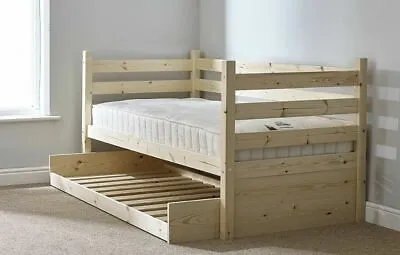 RIPVAN Day Bed 3ft Single With Trundle Guest Bed Pine Daybed HEAVY DUTY  (EB47) • £249.95