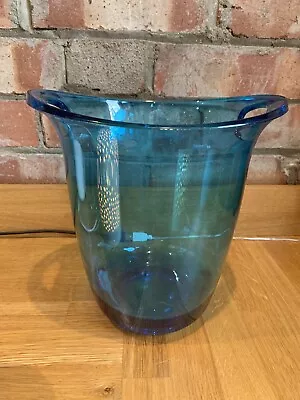 Blue Handled Ice Bucket Wine Cooler Plastic Acrylic • £6