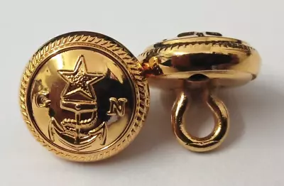 Genuine Military Issue X2 Navy GN Insignia Gold Ring Back Naval Buttons V930 • £3.49