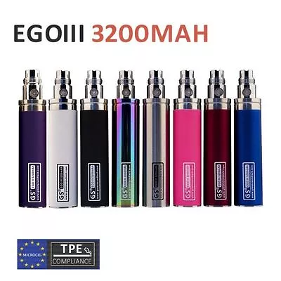 100% Original GS EGO III 3200 MAh Premium Battery With USB Charger ECig Vape Pen • £3.49