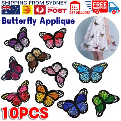 10pcs Butterfly Embroidered Cloth Iron On Patch Sew Motif Applique Craft • $5.95