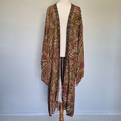 The Poetic Gypsy Multicolour Sequinned Paisly Flare Sleeve Kimono Plus Size 22 • $89