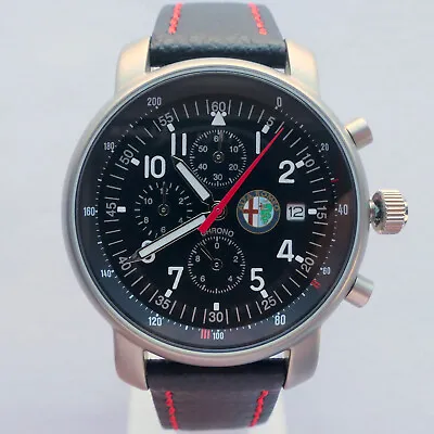 $633.88 • Buy Alfa Romeo Classic Rally Racing Aviator Pilot Car Accessory Chronograph Watch