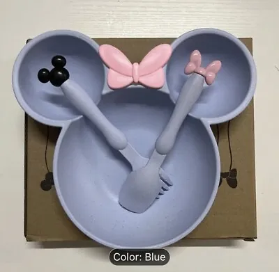 Minnie Mouse Dinner Plate Set Eco Friendly Unbreakable Dishwasher Safe Blue • £6.49