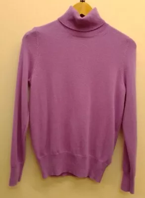 M&s Lilac 100% Cashmere Ladies Long Sleeve High Neck Jumper Size Uk10 Cg C45 • £23.77